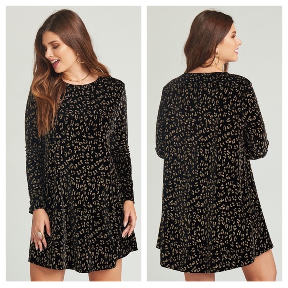 Show Me Your MuMu Dresses & Skirts - Show Me Your MuMu Glitter Cheetah Toby Swing Dress Black Gold S NWT